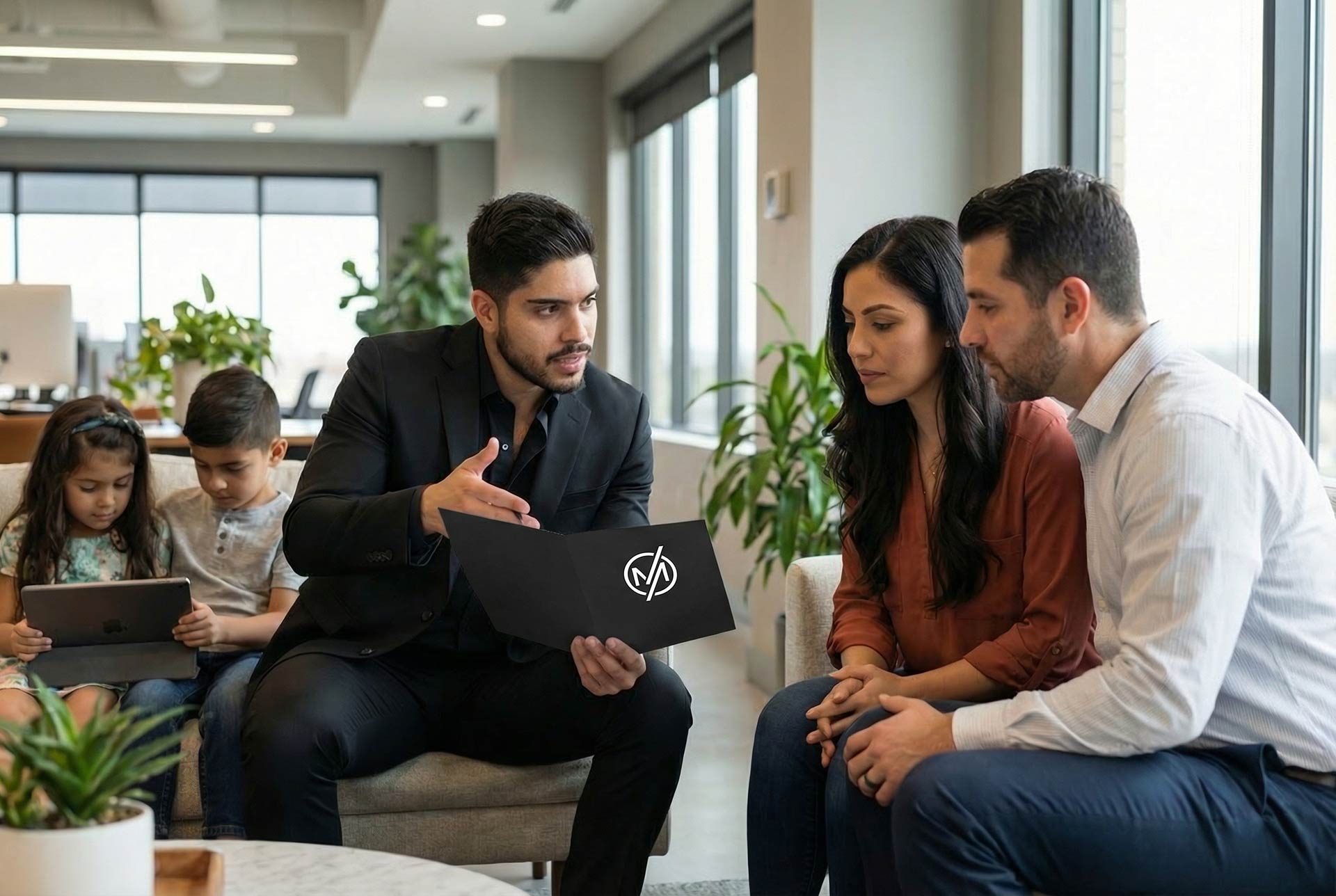 David helping clients at Manjarres Insurance Agency